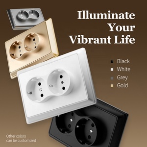 Doble UE alemán 2P + E enchufe eléctrico de pared negro PC Panel doble enchufe para alemán Rusia España Mozambique mercado - Product Image 4