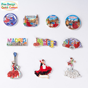 Imanes de Resina Impresos con Diseños de Ciudades de España (<span class=keywords><strong>Sevilla</strong></span>/Madrid/Málaga) y Temas de Flamenco, Regalo Personalizable para Decoración del Hogar - Product Image 1