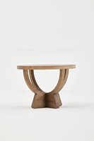 Ethnique Chic orme recyclé Table d'appoint en bois naturel lavé clair Table basse ronde de salon
