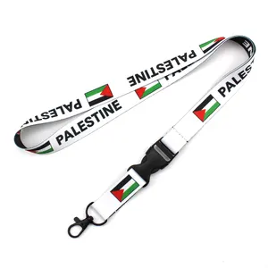 Grosir murah bendera Palestina lanyard untuk kunci ID pemegang kartu gratis Palestina