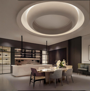 Mueble de Cocina Moderno Estilo Occidental con Isla Elevable, Iluminación LED y Vinoteca de Vidrio para Casa o Villa - Product Image 2