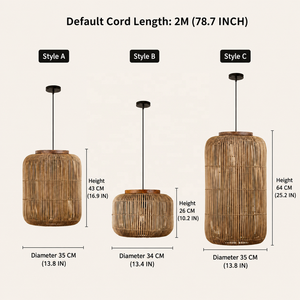 <span class=keywords><strong>Lampadario</strong></span> a Sospensione in Rattan <span class=keywords><strong>Naturale</strong></span> Intrecciato per Cucina, Sala da Pranzo, Ristorante, Hotel - Product Image 2
