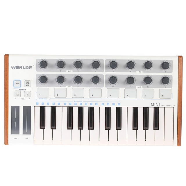 Wholesale Ultra-Portable Mini Professional 25-Key USB MIDI Drum Pad and Keyboard Controller