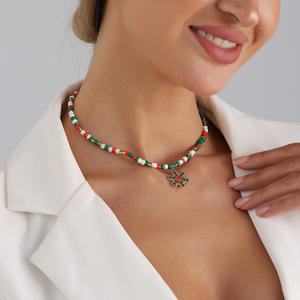 Joyería transfronteriza europea y americana Navidad para mujer dibujos animados Año Nuevo fiesta regalo Ins Color bloque gargantilla collar - Product Image 1