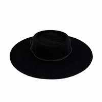 Chapeau jazz en laine et polyester rigide sur mesure en gros, design simple et décontracté, couronne plate, chapeau panama