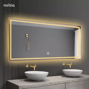 Espelho decorativo de banheiro, espelho led de parede decorativo de alumínio