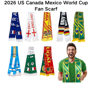 ผ้าพันคอเชียร์ฟุตบอล 2026 สหรัฐอเมริกา แคนาดา เม็กซิโก ผ้าโพลีเอสเตอร์สองด้าน แต่งพู่ ผ้าซาติน ขนาด 46x40x32 ซม. ใช้ได้ทุกฤดู - Product Image 1