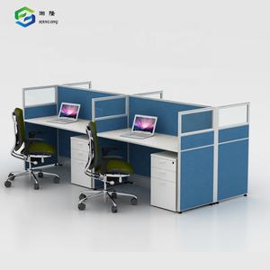 オフィスデスクソリューションモダン4人用ワークステーション木製オフィステーブル - Product Image 1