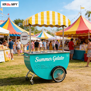 Carrito de Venta de Helados Móvil para Exteriores, de Fibra de Vidrio, para Playa, Parque, Bodas, Fiestas, Negocios y Ventas - Product Image 3