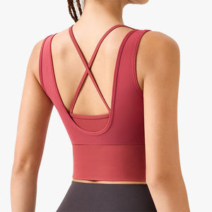 Sports <b>Bra</b> Running Yoga <b>Tank</b> <b>Bra</b> Shockproof Two-Piece Style Fitness <b>Bra</b> Push Up Cross Hollow Out Back Beauty T-Shirt - Product Image 2