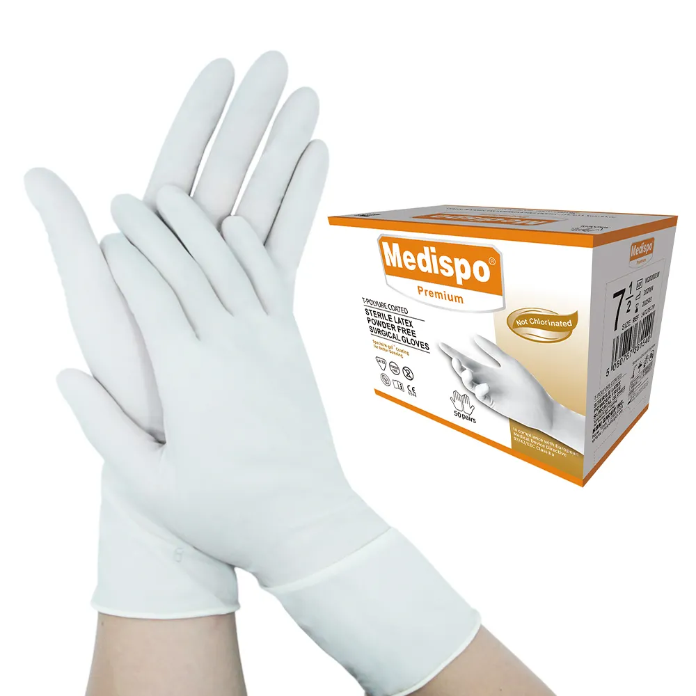 Hospital Use TPC Long Rubber Latex Medical Hand Gloves with Different Size