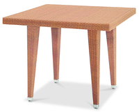 Vente en gros Table de restaurant en aluminium pour l'extérieur jardin bistrot café PE osier rotin