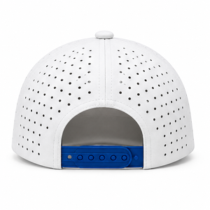 Gorras de Béisbol Blancas Transpirables e Impermeables Personalizadas con Logotipo Bordado en Parche Tejido, Orificios Cortados con Láser y Cuerda, Gorras de Golf - Product Image 3