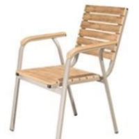 Chaise de jardin moderne en fer, bois et plastique composite, empilable, pour terrasse, café, restaurant, mobilier de jardin