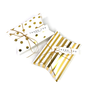 Creative Folding New Large Stripe Gilded Wedding Gift Box For Guest Candy Paper Wedding Gold Pillow Jewelry Packaging Gift Boxes
