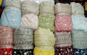 Nuevo diseño actualizado Zari con Secuencia de tela de red Ancho 56 pulgadas materia prima textil tela de ropa - Product Image 4