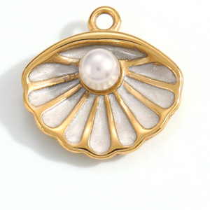 SUMMLY Summer Ocean Style Shell Fish Flower Pendant 18K Gold <strong>Silver</strong> Plated Stainless Steel <strong>Charms</strong> Fashion Jewelry - Product Image 4
