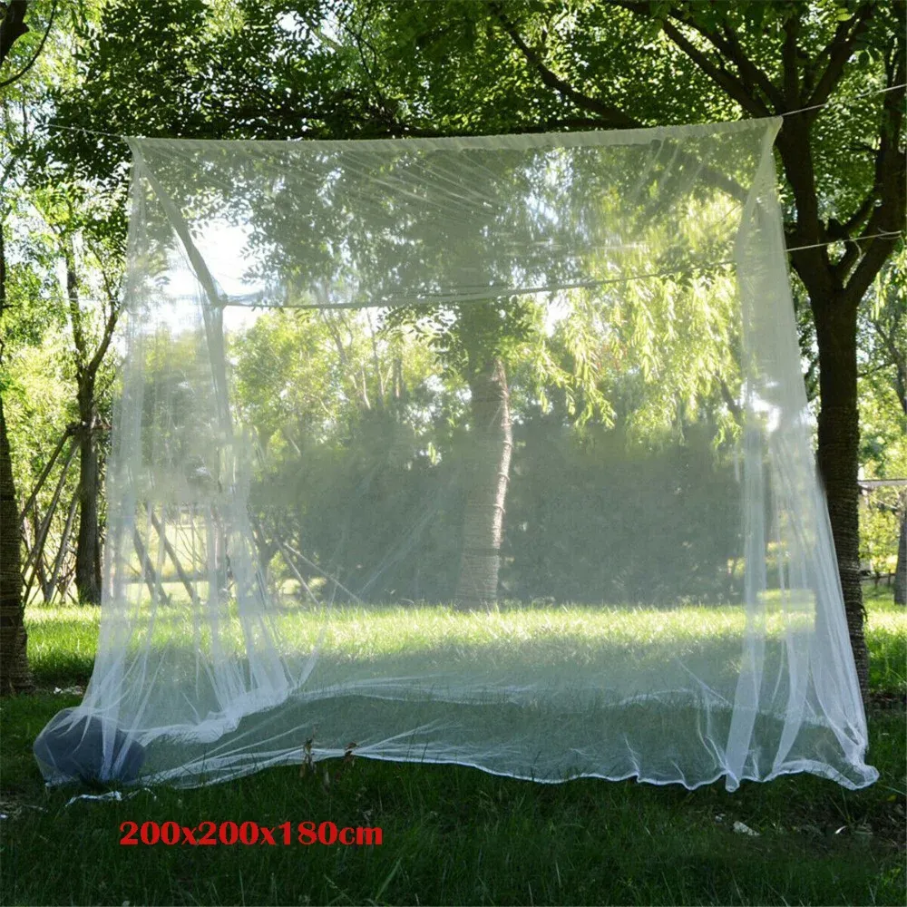 شبكة البعوض للتخييم في الهواء الطلق كبيرة وبيضاء شبكة سفر محمولة للبعوض والحشرات خيمة داخلية غرفة النوم شبكة للنوم