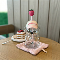 Nouvel Arrivage 2026 Tasse à café en verre motif ours en peluche fraise rose 20OZ, pour cadeau, avec couvercles et pailles