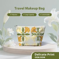 Sac cosmétique en toile polyester imperméable, écologique, tendance, personnalisable avec logo, petite pochette cosmétique à fermeture éclair, vente en gros