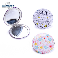 Miroir compact personnalisable de haute qualité avec cadre en acier inoxydable et miroir de maquillage de poche en verre UV PVC