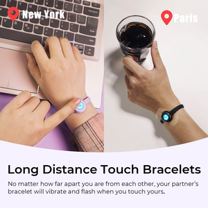 <span class=keywords><strong>TOTWOO</strong></span> Candy Collection Bracelets intelligents originaux Noir et violet Longue Distance Touch Responsive Vibration Light Caractéristiques Couples - Product Image 2