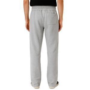 TOPSHOW Vente en gros de pantalons de survêtement gris en molleton lourd 100% coton, ourlet brut personnalisé, jambe droite, pour hommes - Product Image 3