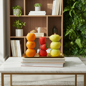 <span class=keywords><strong>Porte</strong></span>-bougie créatif en forme de fruits empilés, décoration d'intérieur, anniversaires, mariages et fêtes, artisanat en résine pour créer une ambiance - Product Image 3