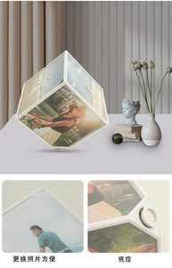 3D Rubik cubo quadrato cornice di <span class=keywords><strong>plastica</strong></span> contiene 6 <span class=keywords><strong>foto</strong></span> con scatola in acrilico Base argento per la visualizzazione del Desktop - Product Image 5