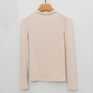 Klaar Om Te Verzenden Ss Hot Selling 210G Gemengde Inhoud Custom Lange Mouw T-Shirt Vrouwen Effen Kleur Ronde Hals Basic <span class=keywords><strong>Spandex</strong></span> T-Shirt - Product Image 6