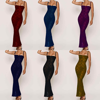 Vente chaude Personnalisé Sexy Dames Fête Robe Moulante Noir Dentelle Slip Sans Manches Maxi Long OEM ODM Femmes Vêtements Taille Naturelle
