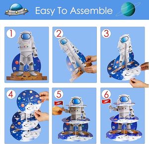 แท่นวางคัพเค้กนักบินอวกาศ DAMAI สำหรับงานเลี้ยงวันเกิดธีมอวกาศ 3 ชั้น สไตล์กาแล็กซี่ สำหรับจัดแสดงขนมหวานสำหรับงานปาร์ตี้ - Product Image 3