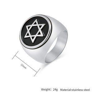 Anillo de Hombre de Acero Inoxidable, Estilo Punk Hip Hop, Sello de Salomón de Seis Estrellas, Diseño Geométrico de Lujo, Estilo Clásico, en Oferta - Product Image 2