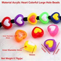 Perles de cheveux en acrylique bicolores en forme de cœur à grand trou, manchettes pour dreadlocks, accessoires pour tresses africaines, perles lâches, bijoux pour perruques à tresser DIY