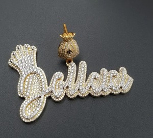 Colgante de Letra con Símbolo de Dólar Iced Out, Moissanita, Chapado en Plata de Ley, Escritura Personalizada, Joyería de Declaración Hip Hop, Unisex - Product Image 1