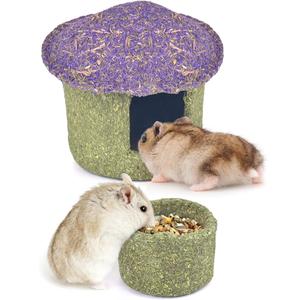 Tazón para masticar hámster y escondite Timothy Hay golosinas comestibles para hámster pequeño Ratones Rata Mascotas pequeñas Seta de hámster - Product Image 1
