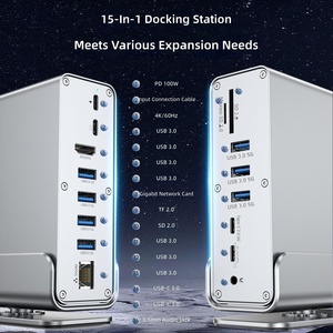 Estación de Conexión Tipo C 15 en 1 con <span class=keywords><strong>3</strong></span> Pantallas, Expansión de Monitor HD 4K 60Hz DP, Estación de Conexión <span class=keywords><strong>USB</strong></span> C PD100W en Stock - Product Image 3