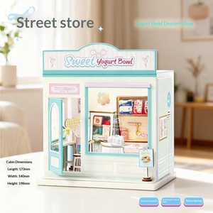 YD TOYS Maison de poupée miniature en bois éducative à assembler, thème boutique de rue, avec espace pour animaux, jouet DIY fait main CJW-71 - Product Image 4