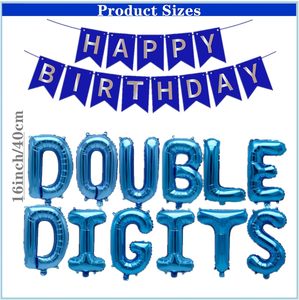 Kit de ballons pour 10e anniversaire à deux chiffres, ballons en feuille d'aluminium bleus en forme de lettres et de chiffres avec bannière Joyeux Anniversaire pour la décoration de fête de garçon - Product Image 2