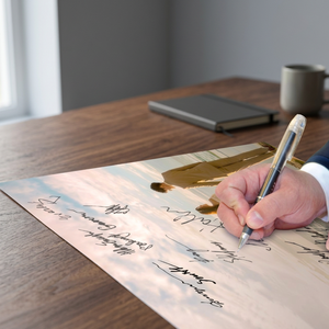 Libro de Visitas de Tela Elegante para Bodas, con Diseño de Firma Dibujada a Mano, para Uso en Mesa - Product Image 2