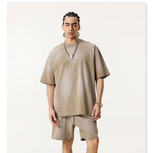 Camisetas de Hip Hop para Hombre, 100% Algodón, Tejidas, Diseño Batik, Lavado Ácido, Estampado Personalizado, Tallas Grandes, Venta al Por Mayor - Product Image 1