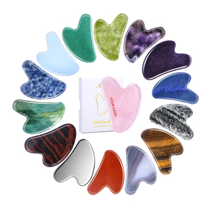 Naturstein Guasha Gesichts pflege Hautpflege Massage gerät Benutzer definiertes Logo Jade Gus Sha Set Großhandel Gesicht Anti-Aging Rosenquarz <span class=keywords><strong>Gua</strong></span> Sha Tools - Product Image 1