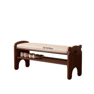 Banco zapatero de entrada de lujo ligero de alta gama, banco largo con estantería para zapatos, de varias capas, para pasillo, de madera maciza, móvil - Product Image 6