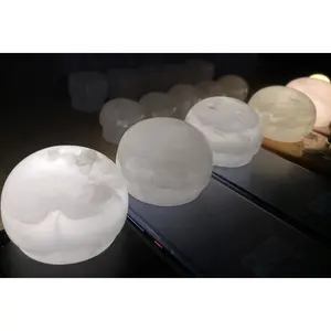 Indoor wall home decor white stone sphere round agate marble onyx lamps