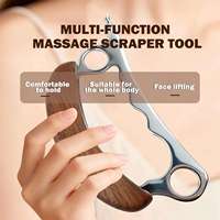 Outil de massage Gua Sha antidérapant en acier inoxydable avec manche en bambou, grattoir musculaire, outil pour tissus cicatriciels, Gua Sha corporel en bois