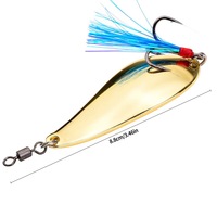 Cuillère de pêche miroir flash 18g avec hameçon triple à plumes, design aérodynamique pour la pêche en lac, rivière et côtière, leurre de traîne