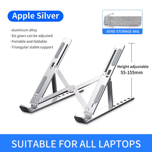 Dudukan Laptop aluminium portabel tinggi, dudukan komputer Tablet kantor rumah dengan desain dapat dilipat - Product Image 5