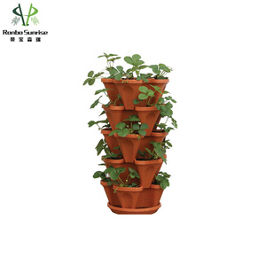 <span class=keywords><strong>Jardinière</strong></span> de jardin verticale à 5 niveaux bon marché, pot de pépinière de fraises en plastique empilable avec roues pour <span class=keywords><strong>balcon</strong></span> à la maison - Product Image 5