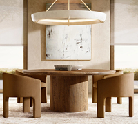 Ensemble de table à manger moderne en bois massif rond pour 6 personnes, pour la maison, le bureau, l'appartement, la cour et la cuisine, meubles de salle à manger