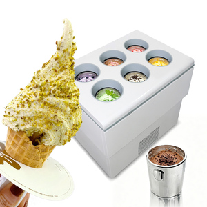6 Pans Pozzetti Gelato Cabinet Stainless Steel Commercial Back <b>Bar</b> Refrigerator Direct Cooling Mechanical Thermostat - Product Image 1